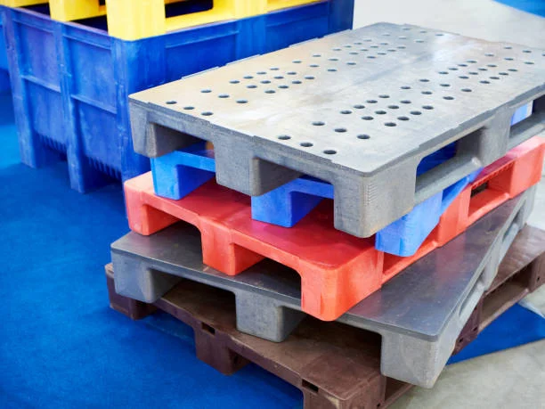 Plastic pallets at the exhibition of fishing equipment in Dammam Jubail Riyadh